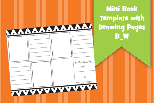 Mini Book Template with Drawing Pages B_W